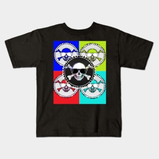 tattoo skull punk skateboard gothic pirate pop art rebel design Kids T-Shirt